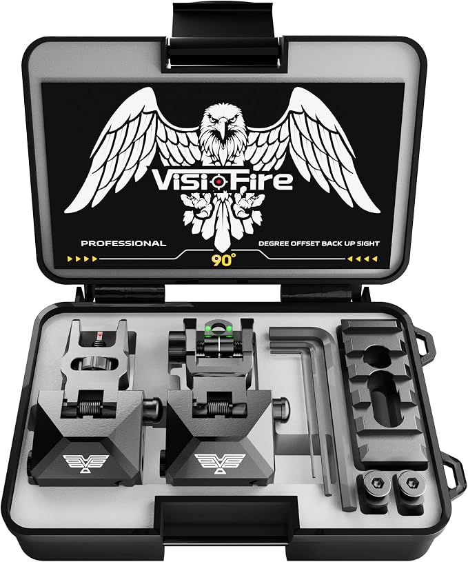 Visiofire Fiber Optic Iron Sights for Picatinny Rail | Flip Up Front and Rear Backup Sights with Red Green Dots | Tool-Free Ajustable Rear Flip Up Sights | Pop Up Fiber Optic Sights Rapid Transition - Image 6