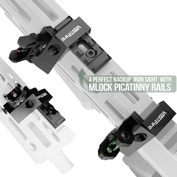 Visiofire 45 Degree Offset Iron Sights| Flip Up Fiber Optic Sights with Red Green Dots| Tool-Free Adjustable Back Up Canted Iron Sights Rapid Transition - Image 4