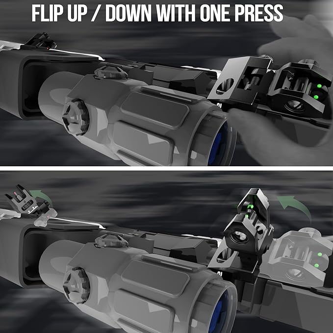 Visiofire 45 Degree Offset Iron Sights| Flip Up Fiber Optic Sights with Red Green Dots| Tool-Free Adjustable Back Up Canted Iron Sights Rapid Transition - Image 3