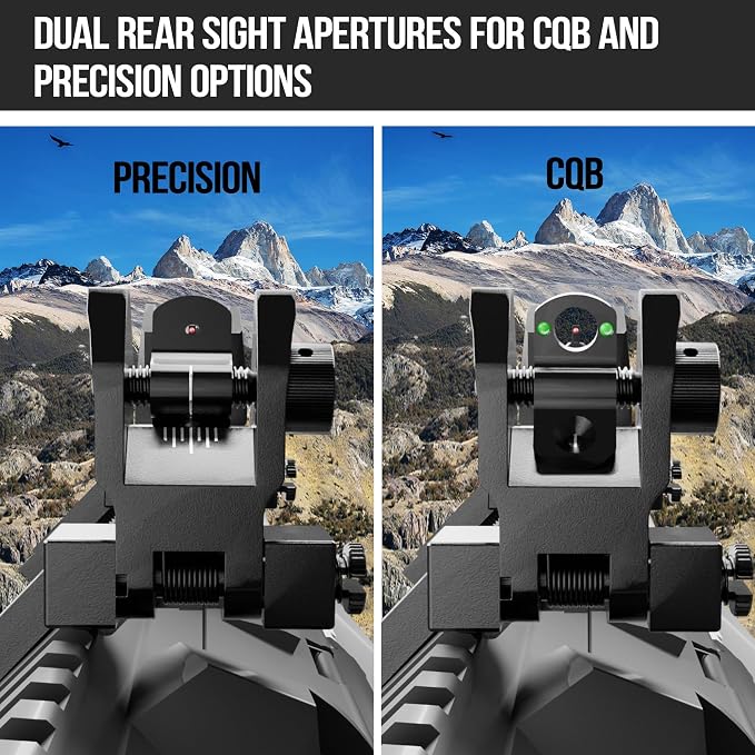Visiofire 45 Degree Offset Iron Sights| Flip Up Fiber Optic Sights with Red Green Dots| Tool-Free Adjustable Back Up Canted Iron Sights Rapid Transition - Image 5