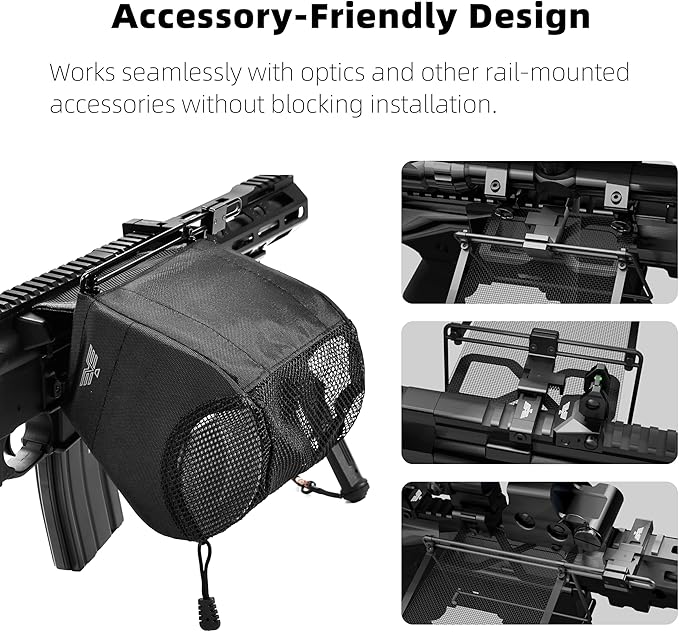 Visiofire Spring-Loaded Brass Catcher for Picatinny Rail| Shell Catcher with 304SS Mesh| Ar Brass Catcher with Zippered Bottom| Heat-Resistant Shell Catcher| Quick-Release Brass Catcher - Image 4